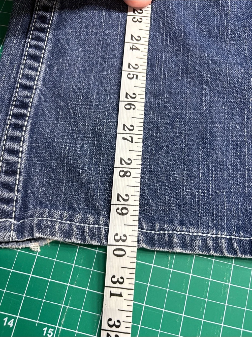 True Religion Medium Indigo Bootcut Jeans with White Stitching